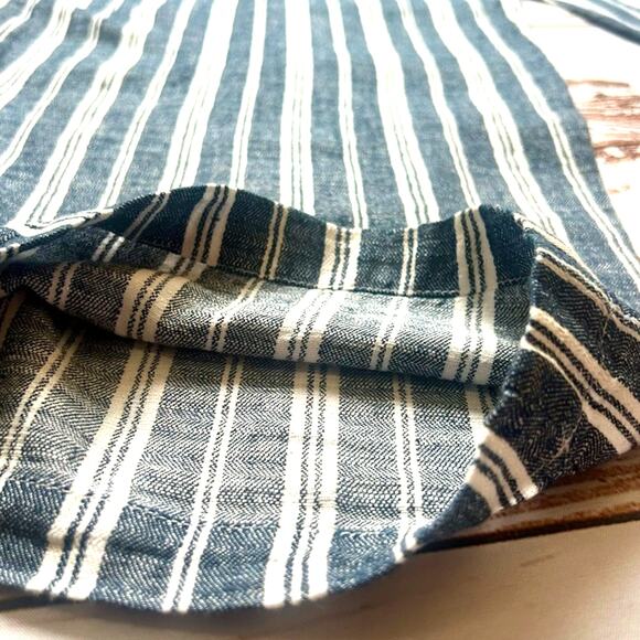 Old Navy High Waisted Linen Blend Wide Leg Pants Striped Blue White Size M - Picture 14 of 17